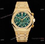 OMF 1:1 Copy Audemars Piguet Royal Oak Chronograph Yellow Frosted Gold Green Dial 41mm